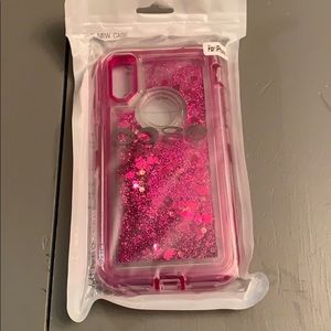 iPhone X pink glitter phone case.